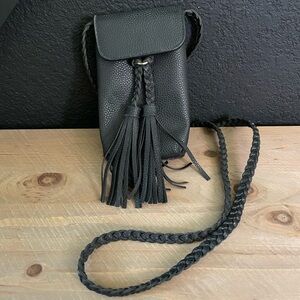 New MellowWorld Purse - Black Leather Crossbody Bag with Tassels